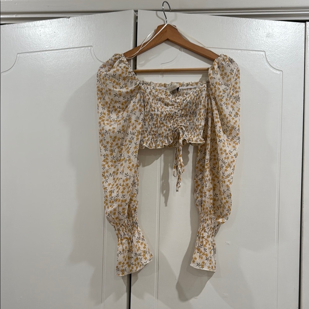 Floral Smocked Blouse with Long Sleeves